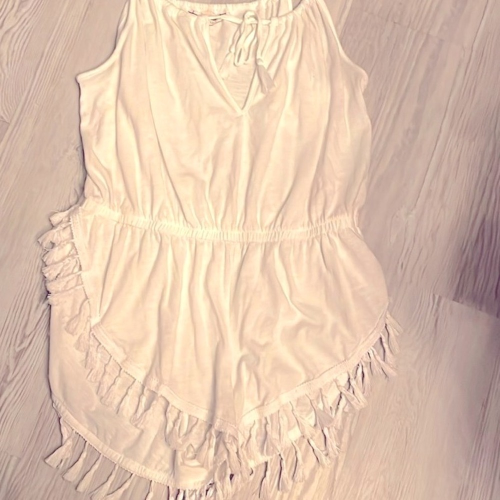 Victoria's Secret White Tassel Fringe Boho Sleeveless Romper Small